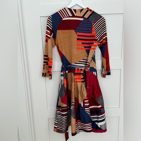 Diane von Furstenberg Diamond Stripe Collage Dress NWT - Picture 2 of 5